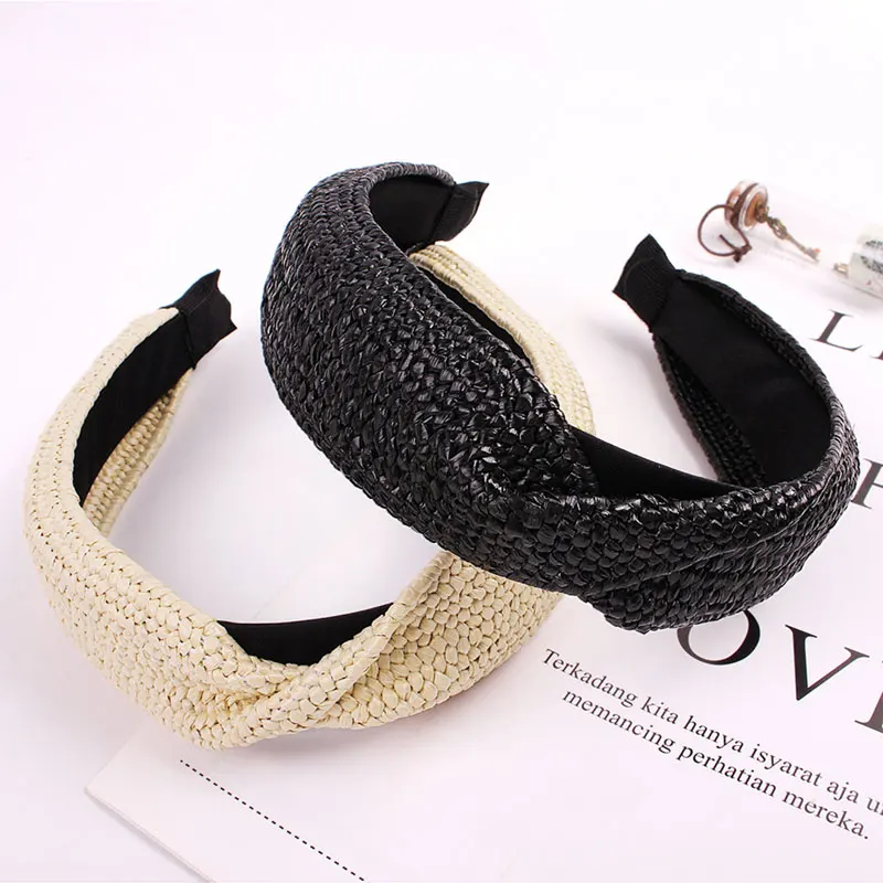 4 Renkler Yeni Kad n Hairbands B k m D m Geni apkalar Do al Rafya 