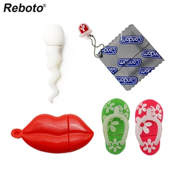 

Cartoon Flip Flops Condom Red Lip Sperm Sexy USB Flash Drive 8GB 32GB 64GB U Disk memory usb stick fashion usb флэш-накопители