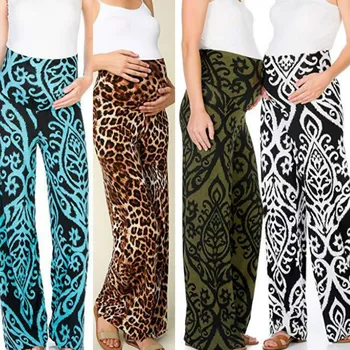 

2019 summer new sexy printed leopard print pregnant women wide leg pants trousers for pregnant women maternity clothes