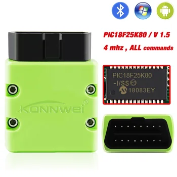 

KONNWEI ELM327 V1.5 OBD2 Scanner KW902 Bluetooth Autoscanner PIC18f25k80 MINI ELM 327 OBDII KW902 Code Reader for Android Phone