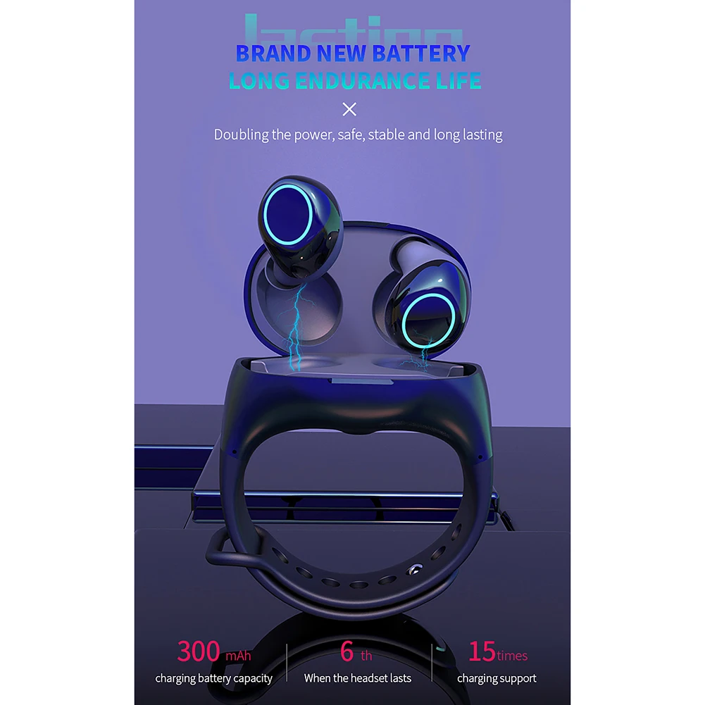 Новая крутая беспроводная гарнитура 2 в 1 HM50 TWS Bluetooth 5,0 Смарт спортивные часы браслет Bluetooth гарнитура спортивная с микрофоном