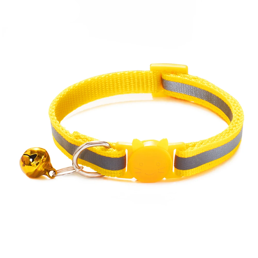 10Pcs Wholesale With Bell Collars Delicate Safety Reflective Nylon Dog Collars Neck Strap Fashion Adjustable Pet Cat Dog Collar 