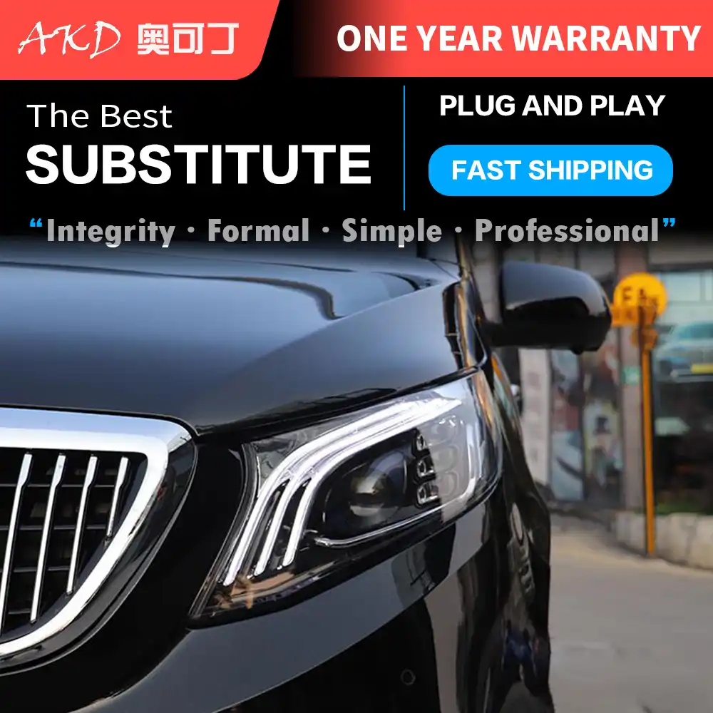 akd tuning araba far mercedes benz vito v sinifi 2015 2019 maybach farlar led drl isiklari cift xenon isin isiklari car light assembly aliexpress