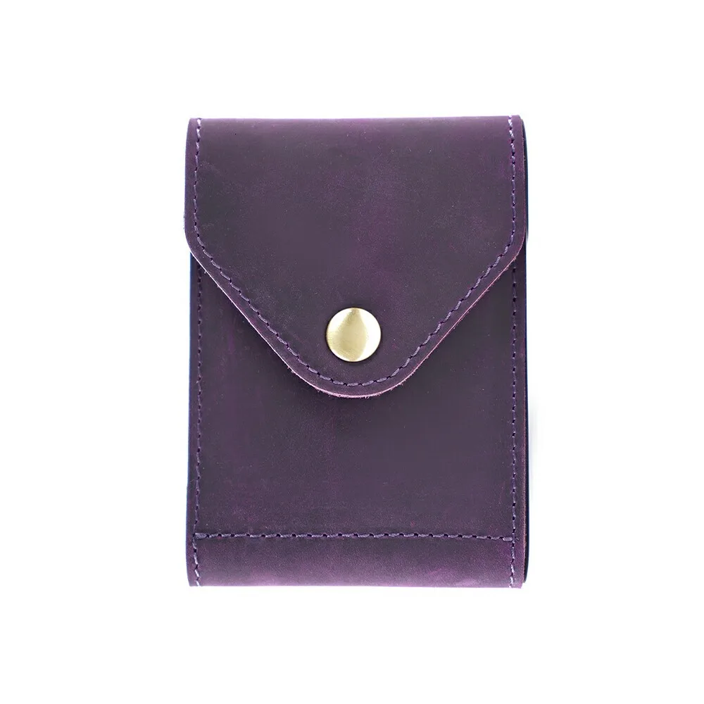 Purple 50 шт./лот, натуральная кожа, держатель для карт и удостоверений личности, Обложка для водительских прав, старинный дизайн, модный чехол для карт, тонкий кошелек - Цвет: Purple