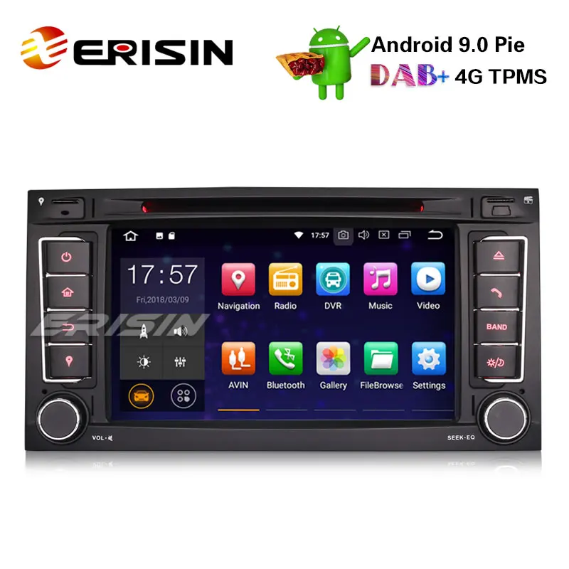 Erisin ES4856T 7 &quotAndroid 9 0 круговой автомобильный DVD плеер SD GPS 4G OBD DAB + Радио Для VW T5 Multivan