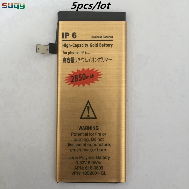 Suqy 5 шт. сменный литий-полимерный аккумулятор для Apple iphone 6 6g внутренний аккумулятор для телефона батарея