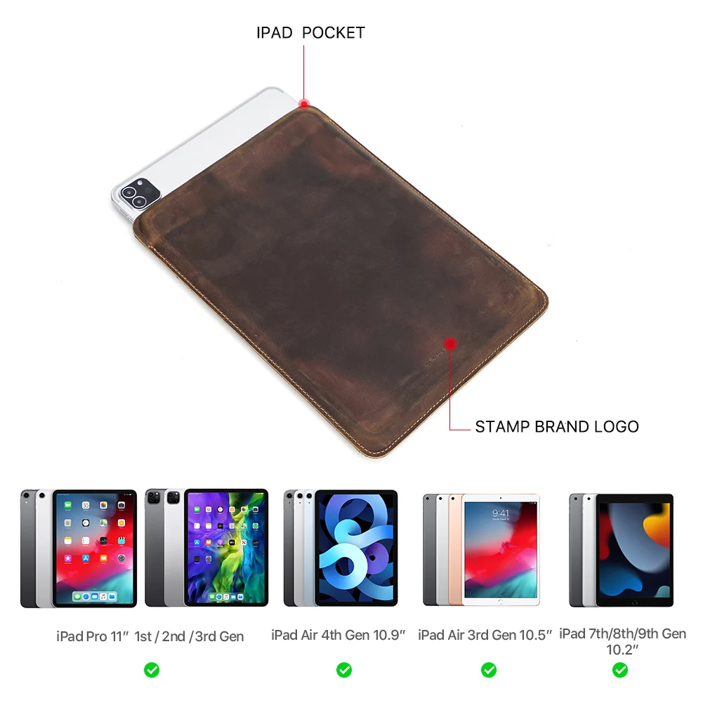 Estojo de Couro Genuíno Família Ipad Air Air 10.9 ° ° 10 ° Geração Capa Pro 11 Ipad 10.5 Ipad ° ° - Imagem 3