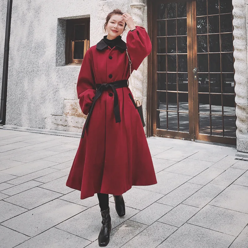 

Hepburn Wind Woolen Jacket Women's Mid-length 2020 New Style Popular Autumn And Winter Elegant Short-height Woolen Overcoat