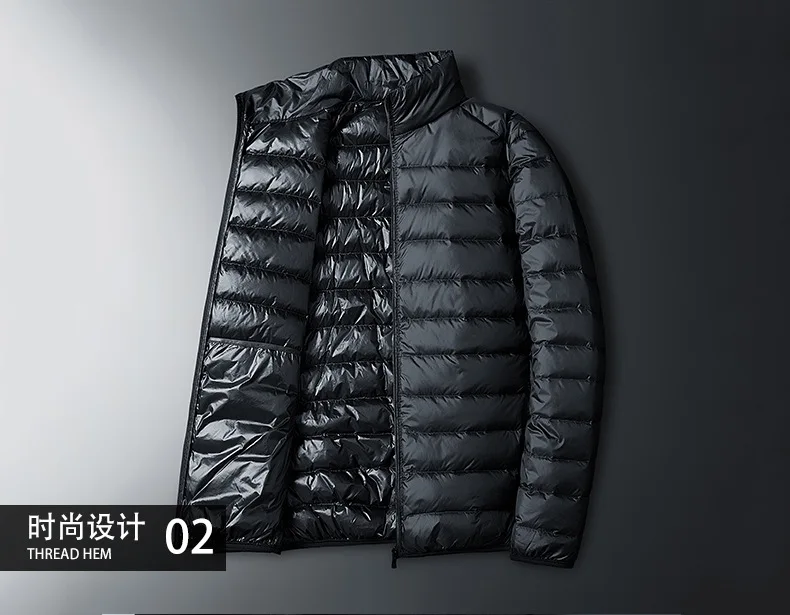 Autumn And Winter Ultra-Thin Light Young And Middle-aged Slim Fit Thin down Jacket Men's Stand Collar Short Casual Coat Men's