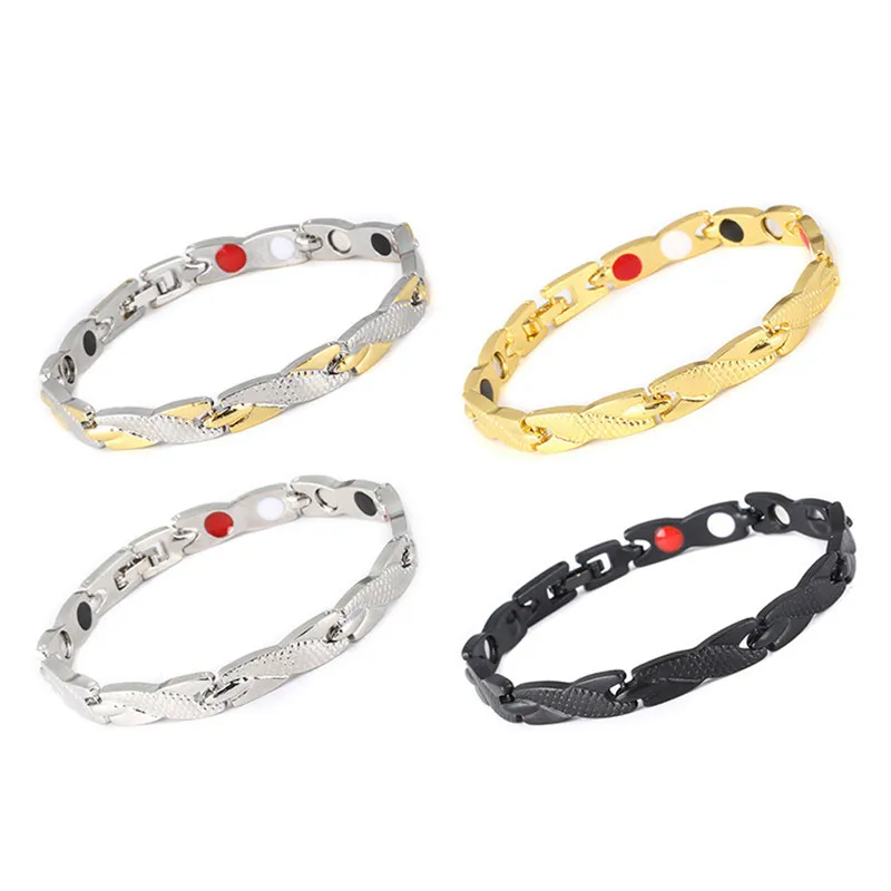 Weight Loss Magnetic Bracelet Men Gold Chain Germanium Bracelet Male Hologram Stainless Steel Bracelets Bangle for Women Men