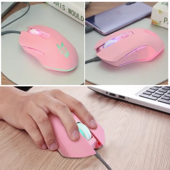 

Pink Rabbit USB C LED Mouse 2400DPI Type C Wired Mouse for MacBook Laptop Tablet