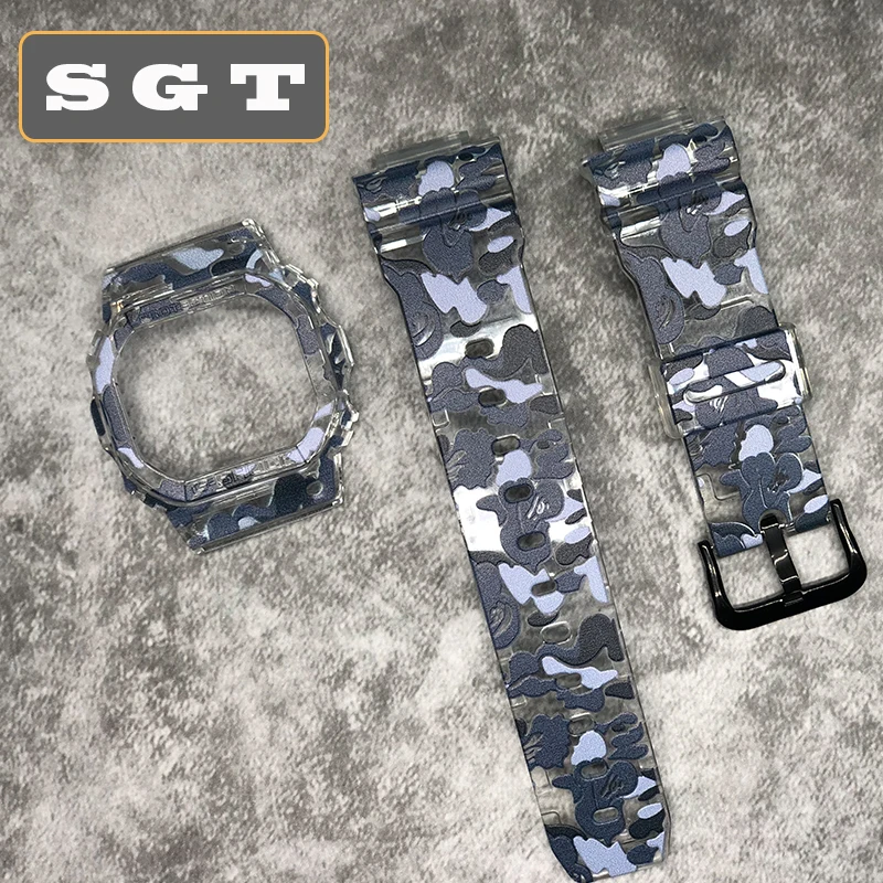 Navy Прозрачный Камуфляжный ремешок для часов для DW5600 DW5610 резиновый ремешок Спортивные Водонепроницаемые ремешки для часов - Цвет ремешка: Navy