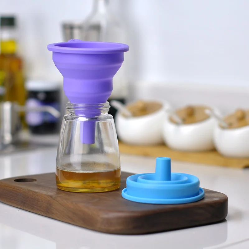 

100% ERMAKOVA Food Grade Silicone Collapsible Funnel, FDA Approved Collapsible Flexible Liquid Transfer Kitchen Funnel
