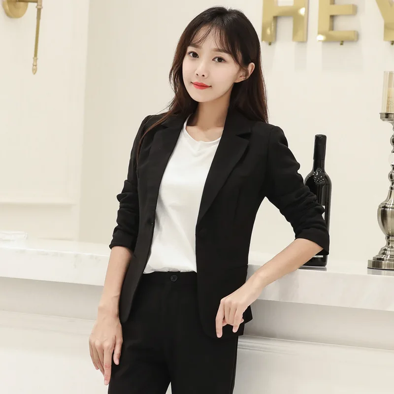

Thick Fabric Waist Hugging Tailoring Small Suit + Trousers Ol Interview Two-Piece Set Workwear