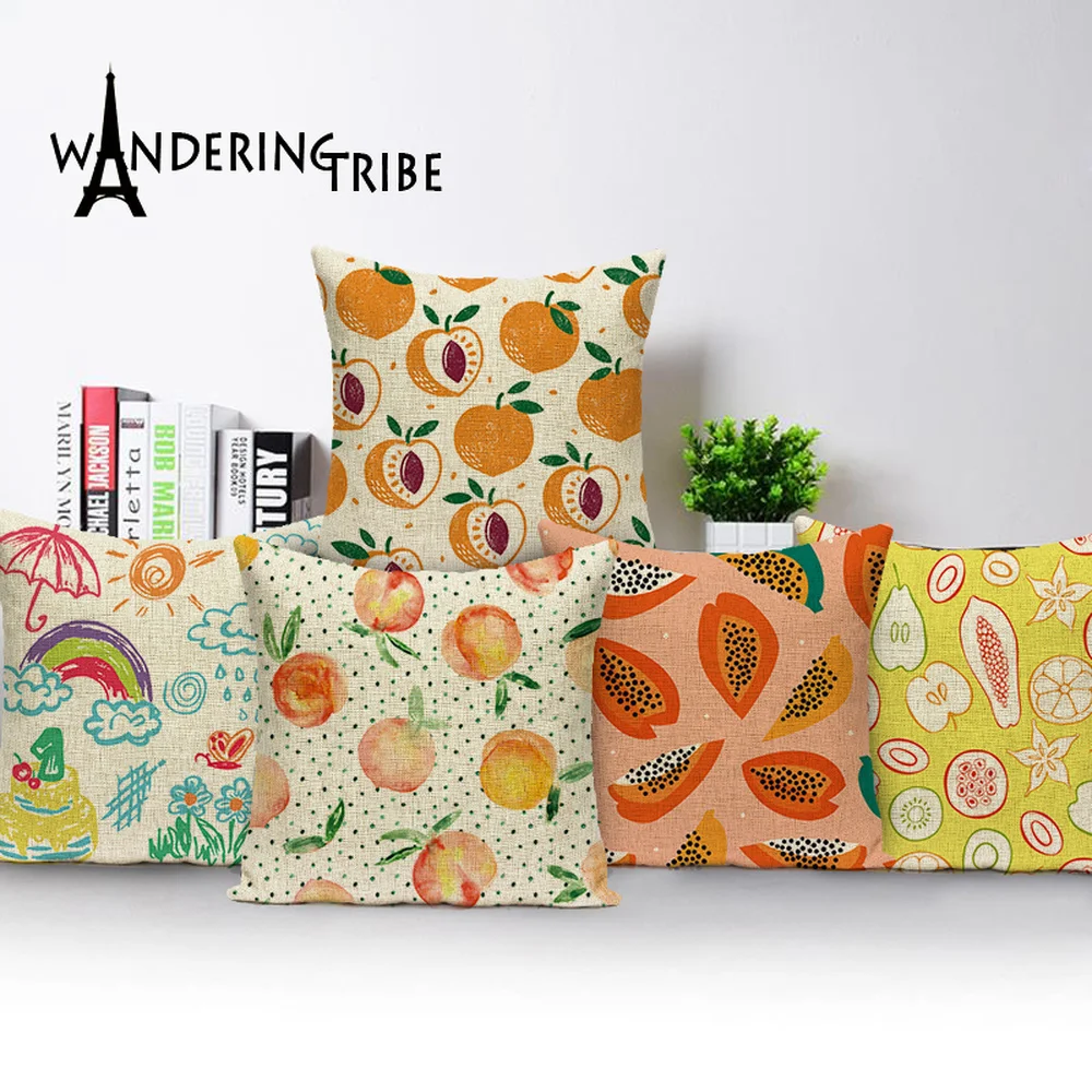 Красочный чехол для телефона, мультяшный арбуз, ананас, Декоративные диванные подушки, чехол для детской комнаты, диванные подушки, бананы