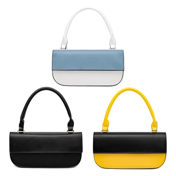 

Summer Women Vintage Hit Color Underarm Handbag Female PU Fashion Shoulder Tote Popular Simple Female Daily Bag