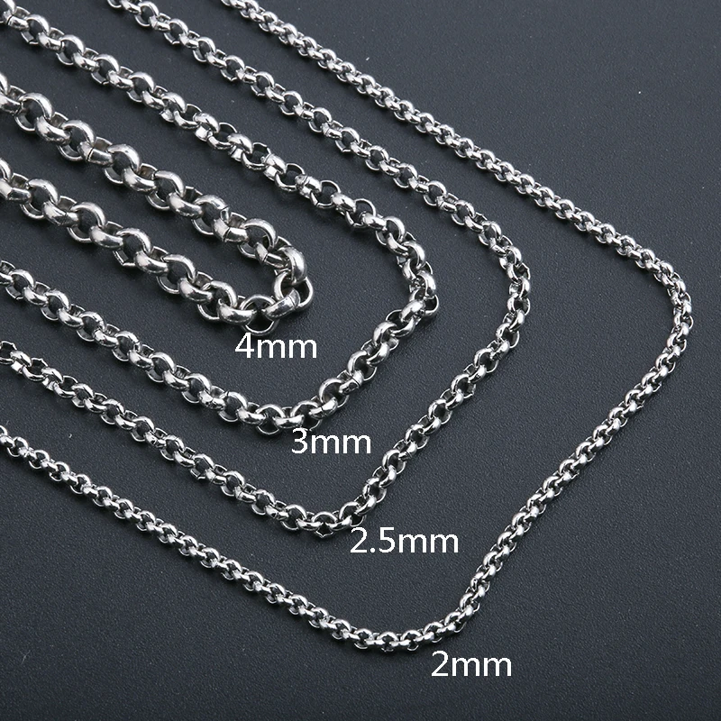 PVD Black Over Stainless Steel Chain Necklace Width 2mm 3mm 4mm 6mm 10mm 