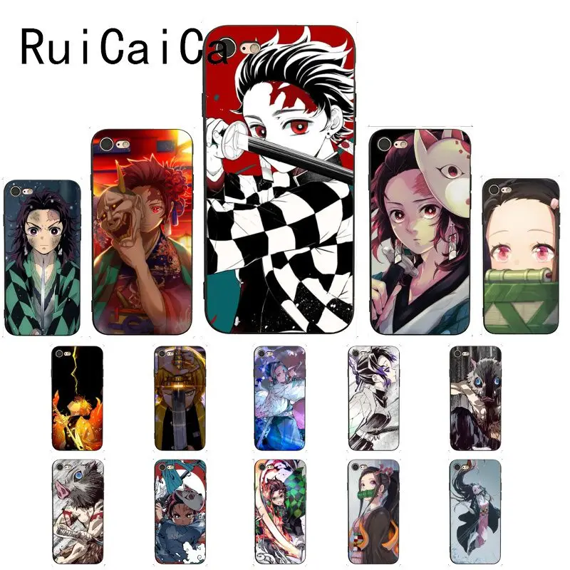Ruicaica аниме Demon Slayer Kimetsu No Yaiba черный мягкий чехол для телефона iPhone 8 7 6S 6Plus X XS MAX 5 5S SE