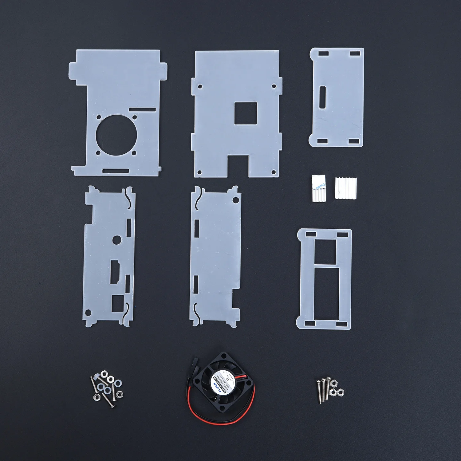 Clear Acrylic Case Accessories Parts Aluminum 0.2A Protective DC 5V Kits+ Cooling Fan+ 3x Heatsink