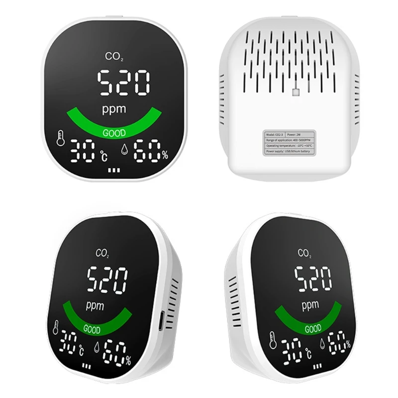 

CO2 Monitor Air Quality Detector Display CO2 Temperature & Humidity Easy Calibration Air Quality Meter Home Office Use