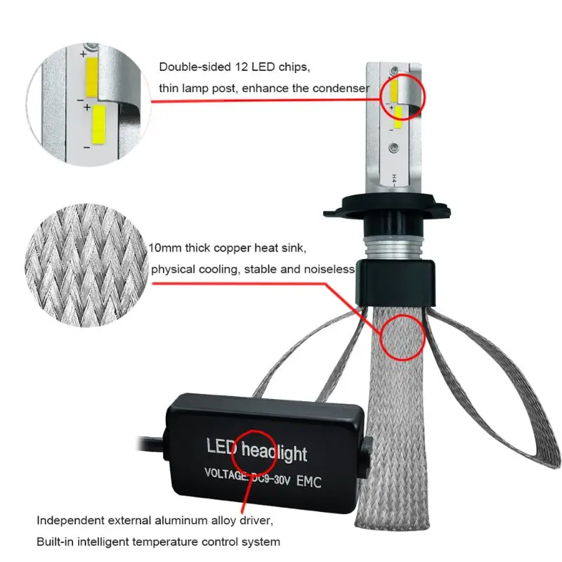 Высокая производительность H4 9003 120W 20000LM светодиодный двухцветный комплект фар лучевые лампы