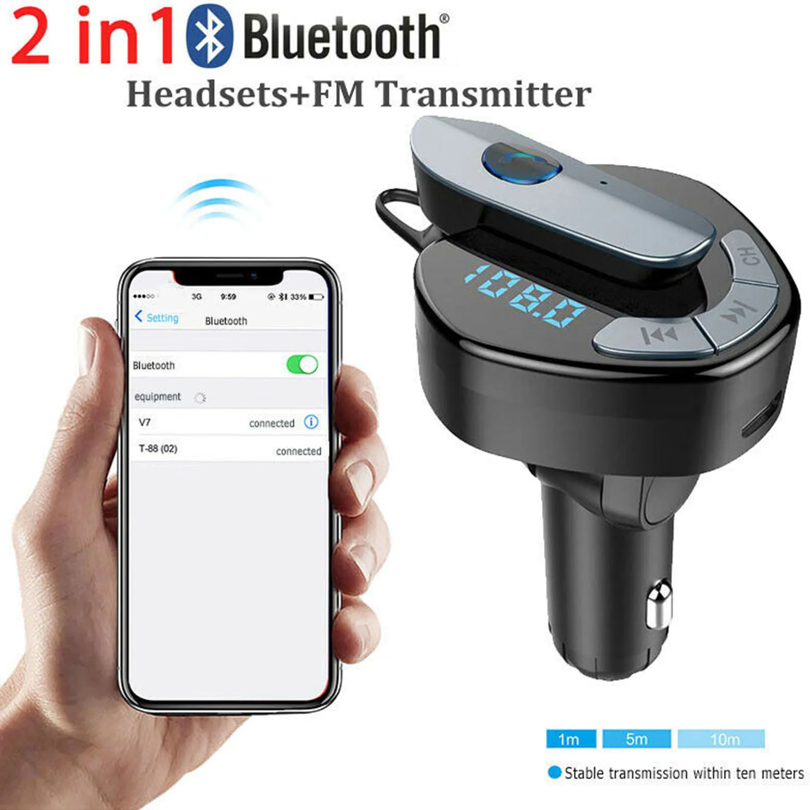 Equipped with bluetooth FM transmitter to support 87 5 108 0MHZ FM frequency 12 24V power switch DC12 24V