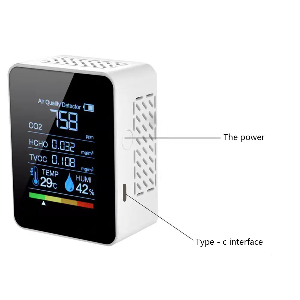 3/5/6 in1 CO2 Meter Digital Temperature Humidity Detector