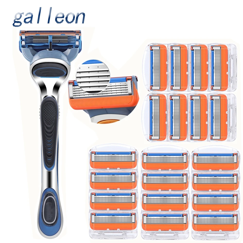 

1Holder +N Razor Blade Professional Shaving 5 Layers Razor Blades Compatible for Gillette Fusione For Men Face Care or Mache 5