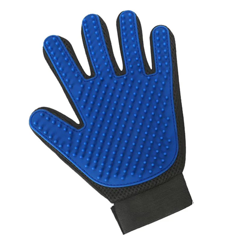 Blue Left glove Nicrew перчатка для кошек перчатка для кошек, кошек, Груминг за домашним животным собачьим волосом, щетка для удаления волос, расческа, перчатка для домашних собак, очистка пальцев, массажная перчатка для животных - Цвет: Blue Left glove