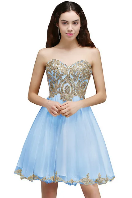 BacklakeGirls Sexy Sweetheart Homecoming Dress Vestidos De Gala Tulle Lace Up Back Short Party Prom Dress Vestido De Graduación - Цвет: sky blue