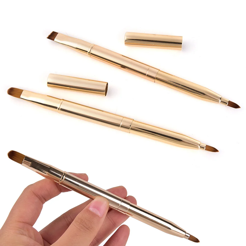 1pcs Gold Make Up Retractable Lip Eye Liner Eyeshadow Foundation Brush