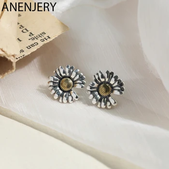 

ANENJERY Small Retro Temperament Little Daisy Stud Earrings for Women Party Jewelry Gifts Wholesale S-E1190