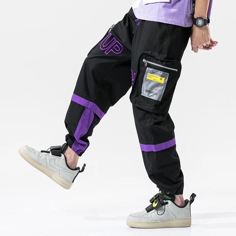 

Hip Hip Pants Vintage Color Block Patchwork Cargo Harem Pant Streetwear Harajuku Jogger Sweatpant Cotton Trousers 2020