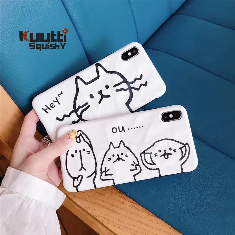 Kuutti Белый 3D мультфильм Кот Девочки Мальчики пара чехол для телефона друзья iphone 6 6s