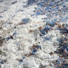 Фантазия синий стерео текстура диск Цветочная сетка вышивка, свадебный фон дизайн материал моделирование ткани