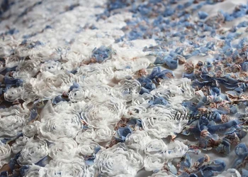 

Fantasy blue stereo texture disc flower mesh embroidery, wedding background design material modeling fabric