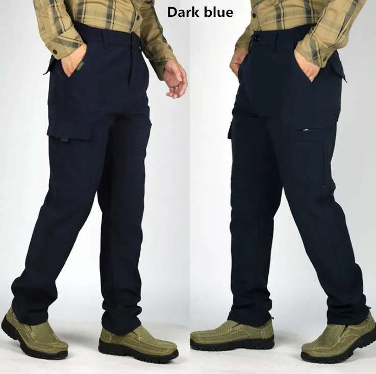Dark blue Осенние сухие брюки мужские Зимние флисовые мешковатые брюки с мягкой оболочкой технические брюки мужские брюки с начесом мужские тренды размера плюс XXXXL - Цвет: Dark blue