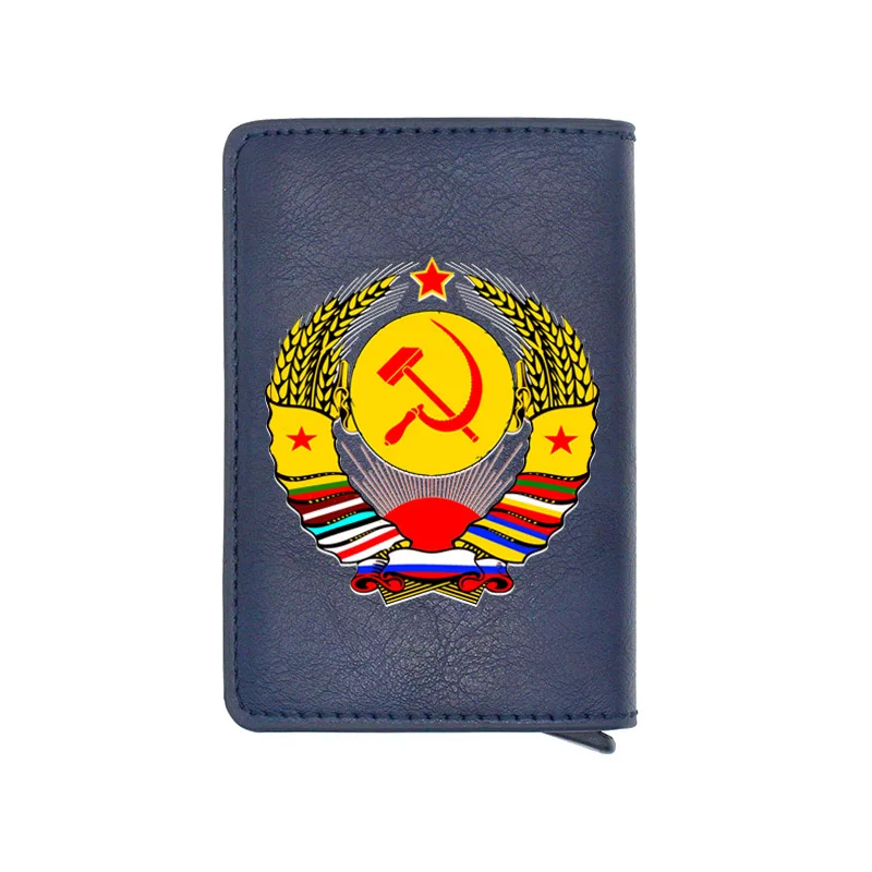 CCCP советский коммунизм цифровая печать кожаный держатель для карт маленький
