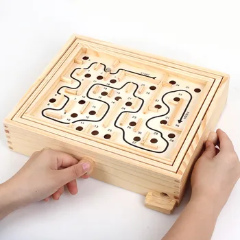 

Kids 3D Puzzle Wooden Labyrinth Board Toys Ball Maze Games Handcrafted Toy Children Educational Puzzles Rolling Beads Kid Gift