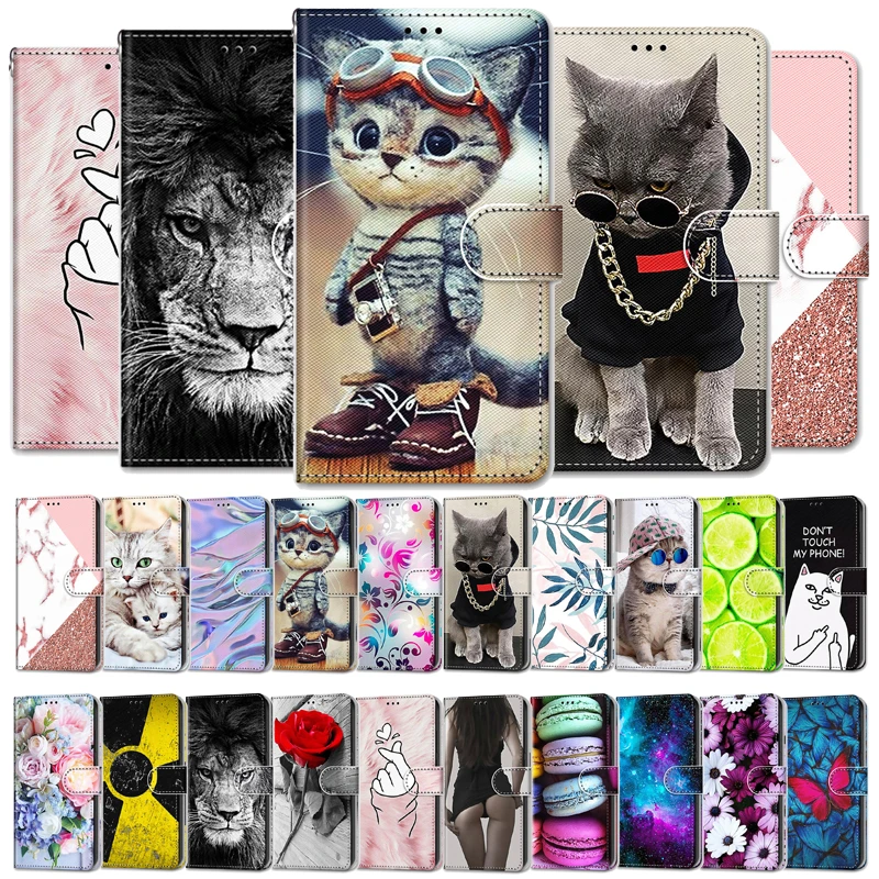 xiaomi leather case glass Fashion Funny Painted Flip Cover For Xiaomi Redmi 8A Note 8 Note8 Pro 8T 8Pro Redmi8 A Card Slot Wallet Leather Phone Case xiaomi leather case color