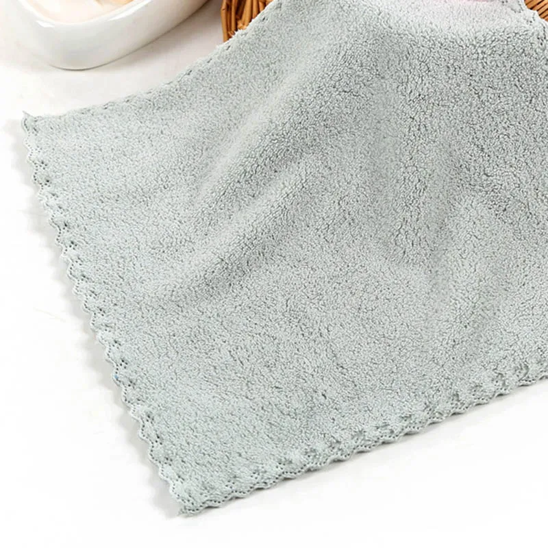 Высокая плотность кораллового бархата 25*25 см маленькое квадратное полотенце для рук полотенце из микрофибры детская мочалка 25*50 см - Color: gray green