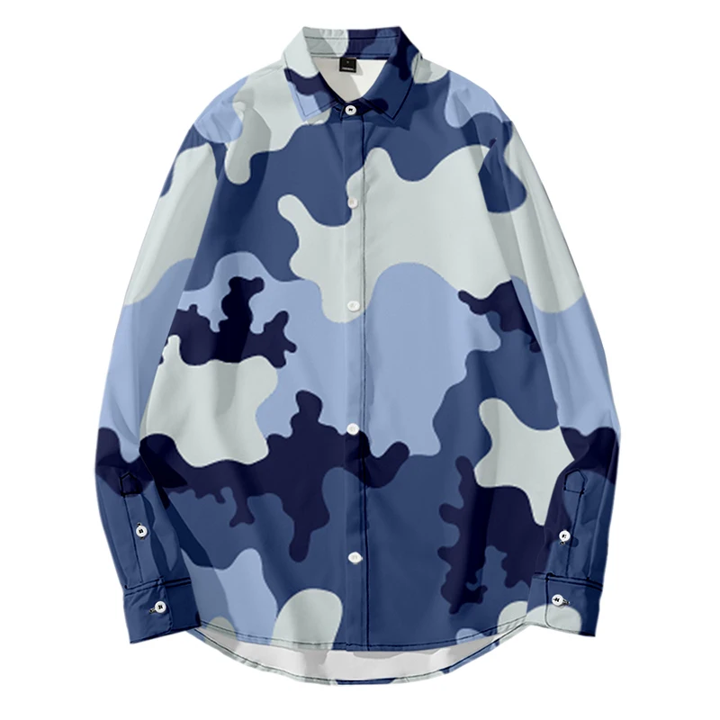 

Men's Shirts Camouflage 3D Print Long Sleeve Lapel Neck Army Camo Buttons up Camisas Masculina Male Autumn Fashion Outwear