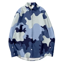 Men's Shirts Camouflage 3D Print Long Sleeve Lapel Neck Army Camo Buttons up Camisas Masculina Male Autumn Fashion Outwear