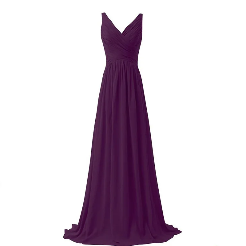 Bridesmaid Dresses A Line Chiffon V Neck Pleat Elegant Off Shoulder Bridesmaid Dresses Wedding Party Formal Prom Evening Lace Up Back