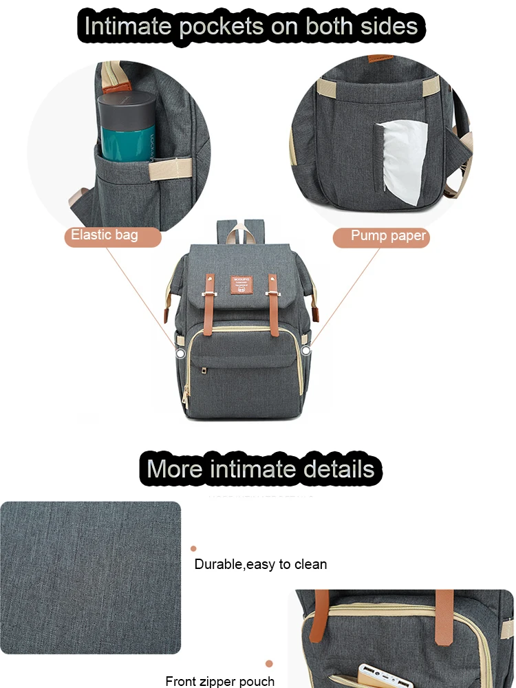 Большая вместительная сумка для подгузников с интерфейсом USB, модный дорожный рюкзак для мамы и папы, однотонные сумки для мам, сумка-Органайзер для коляски
