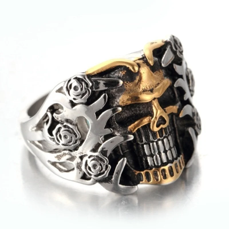 Demon ring skull rose retro gothic punk single ring finger ring jewelry accessories Men Fashion Jewelry Gift Single Accessories