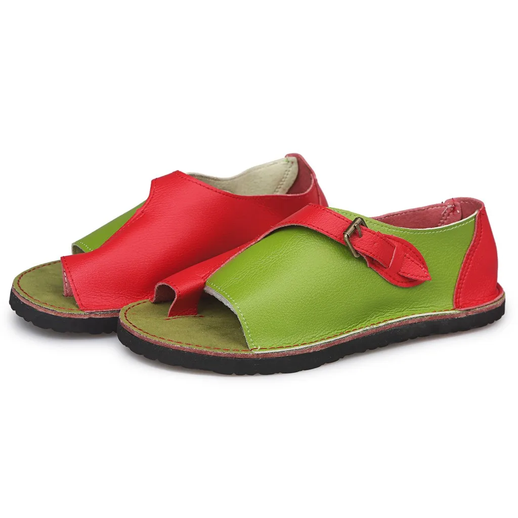 SAGACE/Женская обувь в римском стиле; мягкие удобные сандалии на плоской подошве для отдыха; повседневная женская обувь на плоской подошве с пряжкой; Прямая поставка; большие размеры 35-43