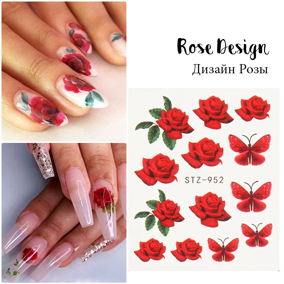 Red Rose Sticker For Nails Manicure Flowers Butterfly Water Transfer Decals  Summer Design Accessories Tattoo Tips Lestz930-969-1 - Stickers & Decals -  AliExpress