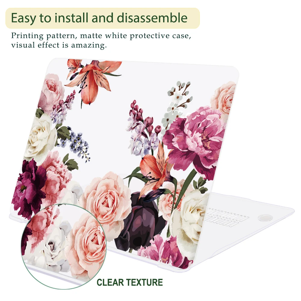 Floral Soft-touch Plástico Rígido Case Capa para Macbook 2024 m3 Air13 15 m2 Pro Retina 11 12 13 14 16 Polegadas m2 m1 A2337 A2179 A2338 - Imagem 2