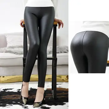 

Leather Sexy Black Leggings Women High Waist Femme Warm Winter Velvet PU Fitness Shiny Legging Womens Slim Pants Leggins Mujer